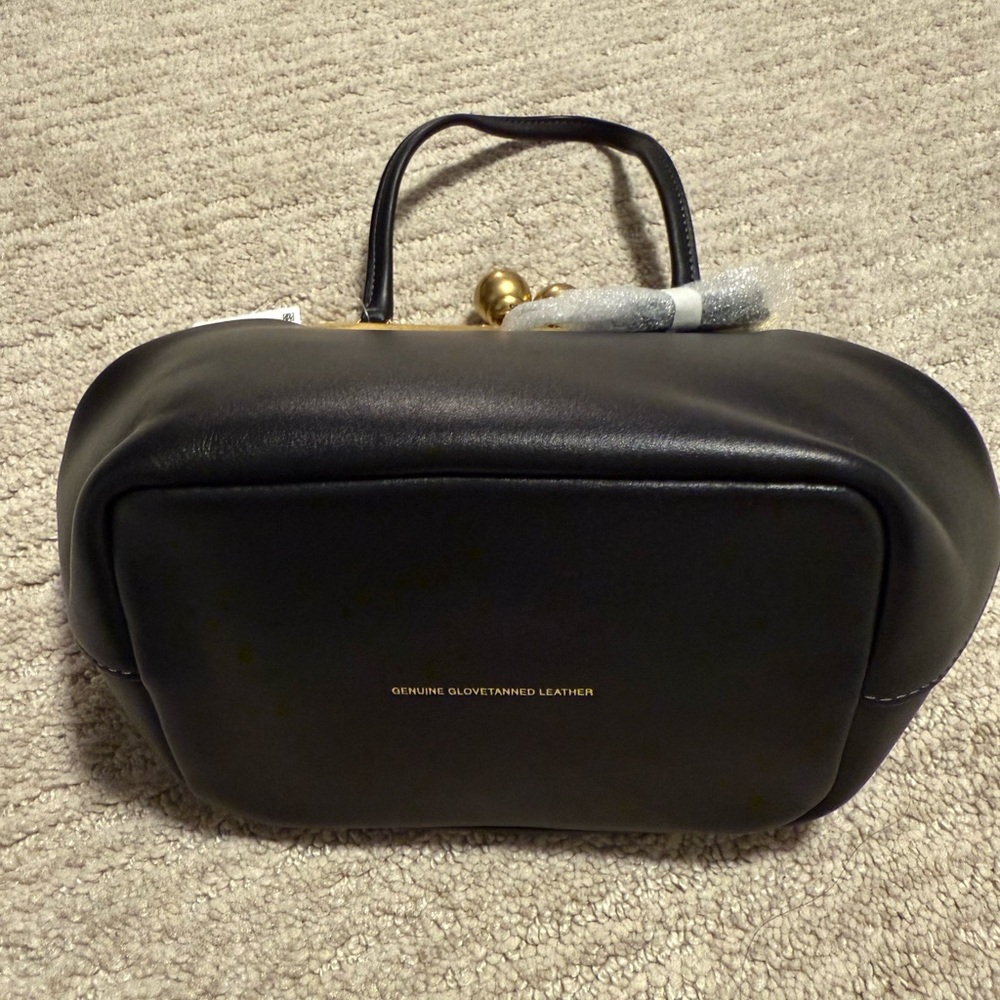 Coach black leather kisslock frame bag 16 top handle crossbody - Picture 6 of 6